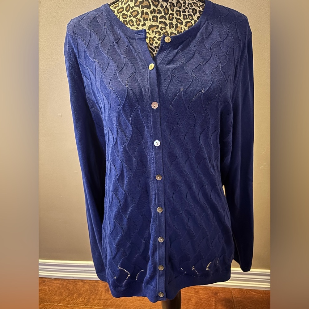 Talbots Navy Button-Up Cardigan